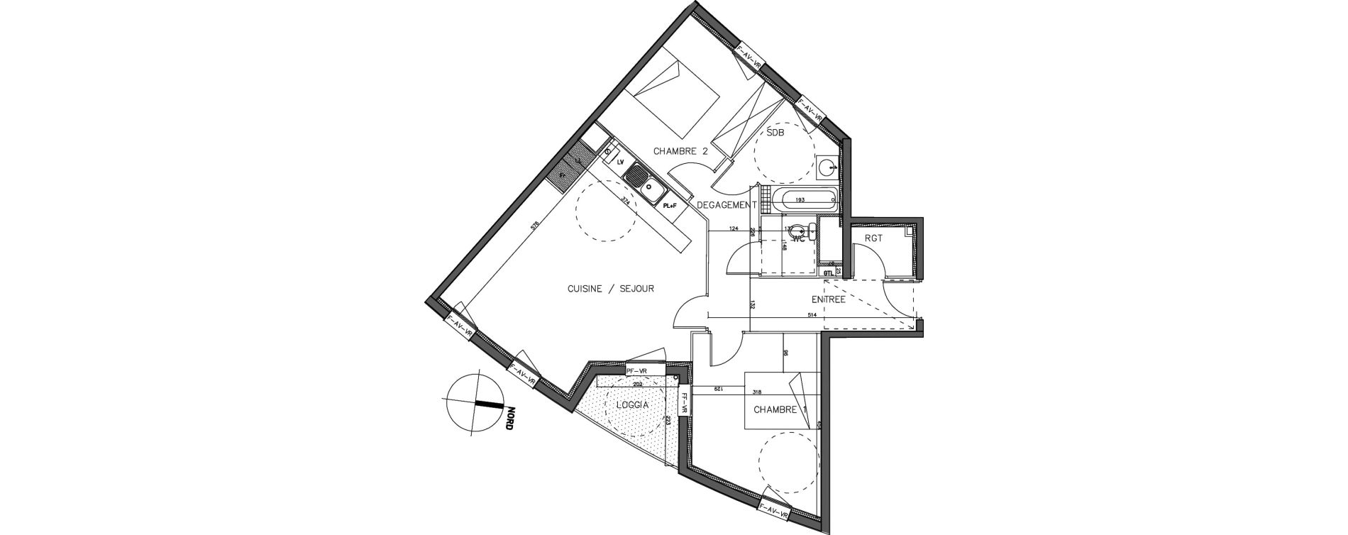Appartement T3 de 68,18 m2 &agrave; Hallennes-Lez-Haubourdin Centre