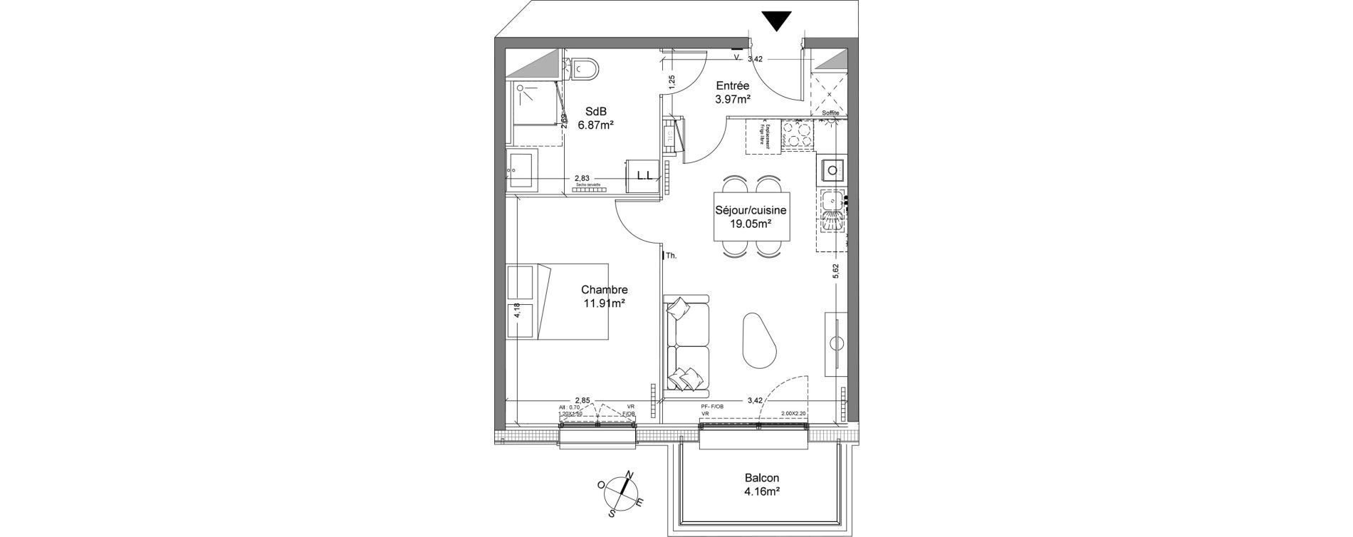 Appartement T2 de 41,80 m2 &agrave; Halluin Mont fleuri