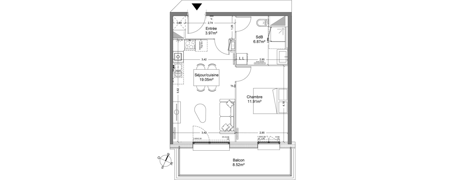 Appartement T2 de 41,80 m2 &agrave; Halluin Mont fleuri