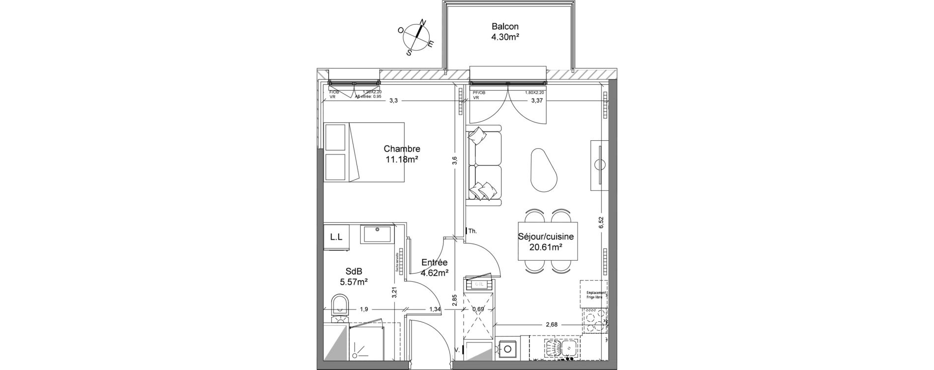 Appartement T2 de 41,98 m2 &agrave; Halluin Mont fleuri