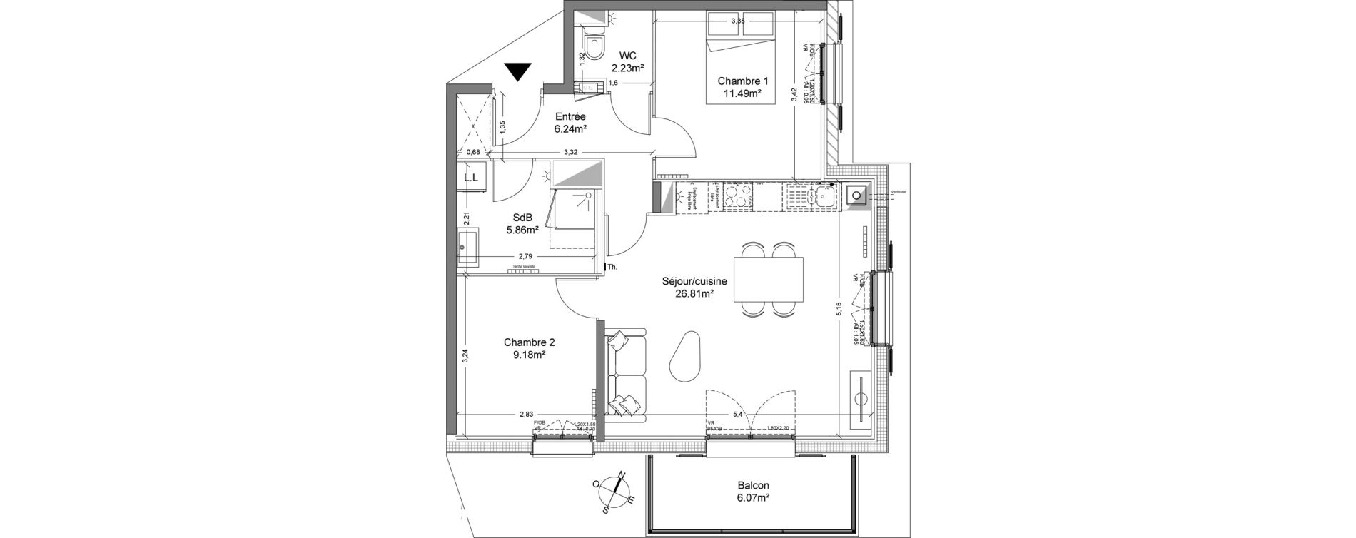 Appartement T3 de 61,81 m2 &agrave; Halluin Mont fleuri