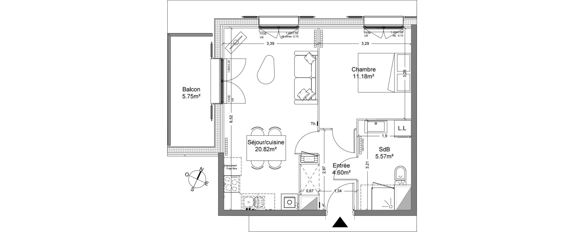 Appartement T2 de 42,17 m2 &agrave; Halluin Mont fleuri