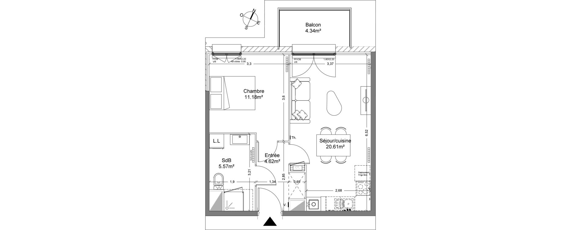 Appartement T2 de 41,98 m2 &agrave; Halluin Mont fleuri