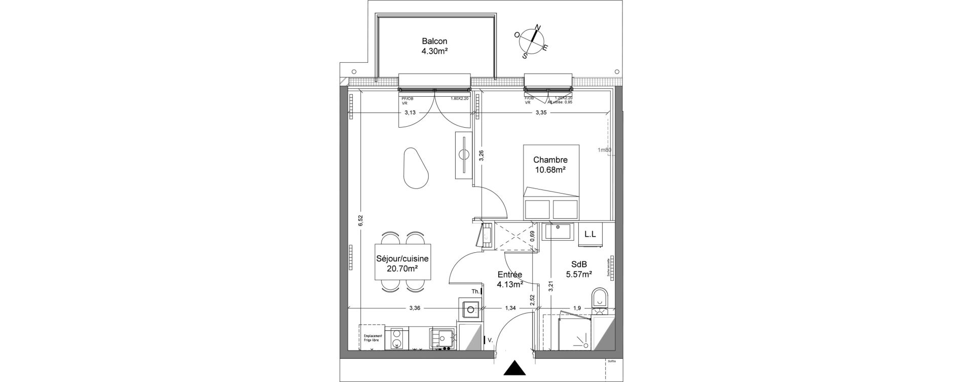 Appartement T2 de 41,08 m2 &agrave; Halluin Mont fleuri