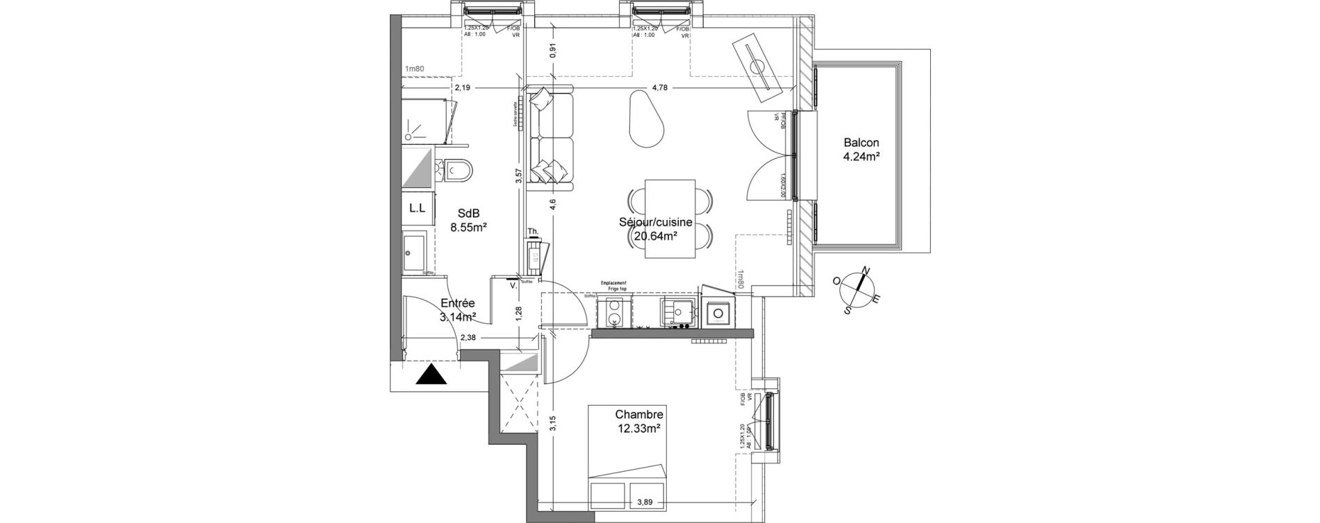 Appartement T2 de 44,66 m2 &agrave; Halluin Mont fleuri