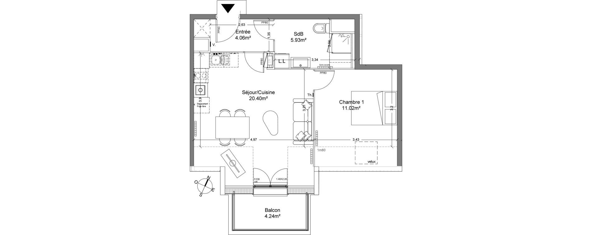 Appartement T2 de 41,41 m2 &agrave; Halluin Mont fleuri