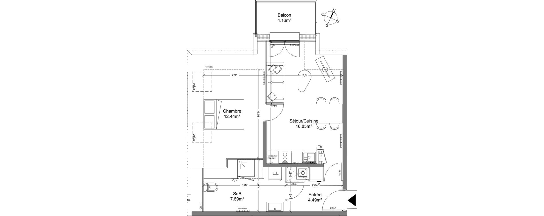 Appartement T2 de 43,47 m2 &agrave; Halluin Mont fleuri