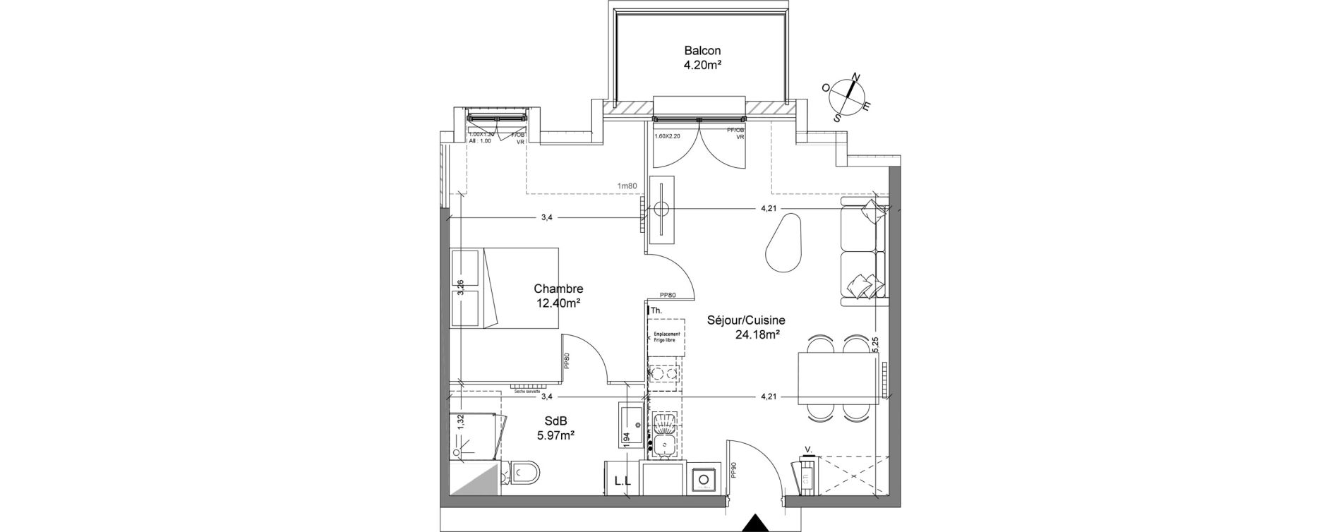 Appartement T2 de 42,55 m2 &agrave; Halluin Mont fleuri
