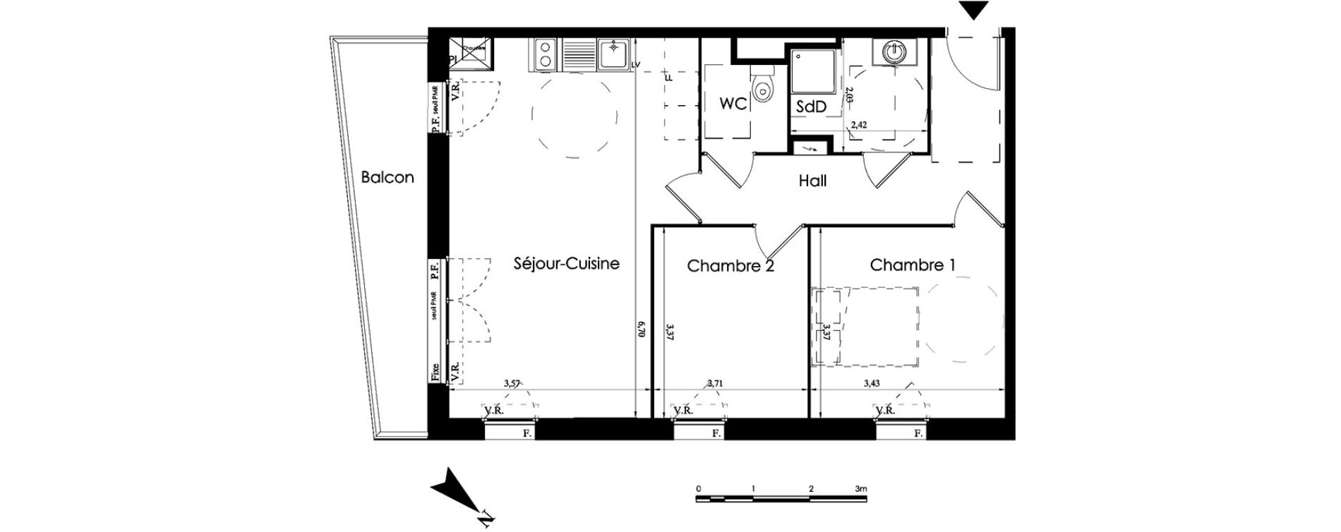 Appartement T3 de 63,50 m2 &agrave; Halluin Centre