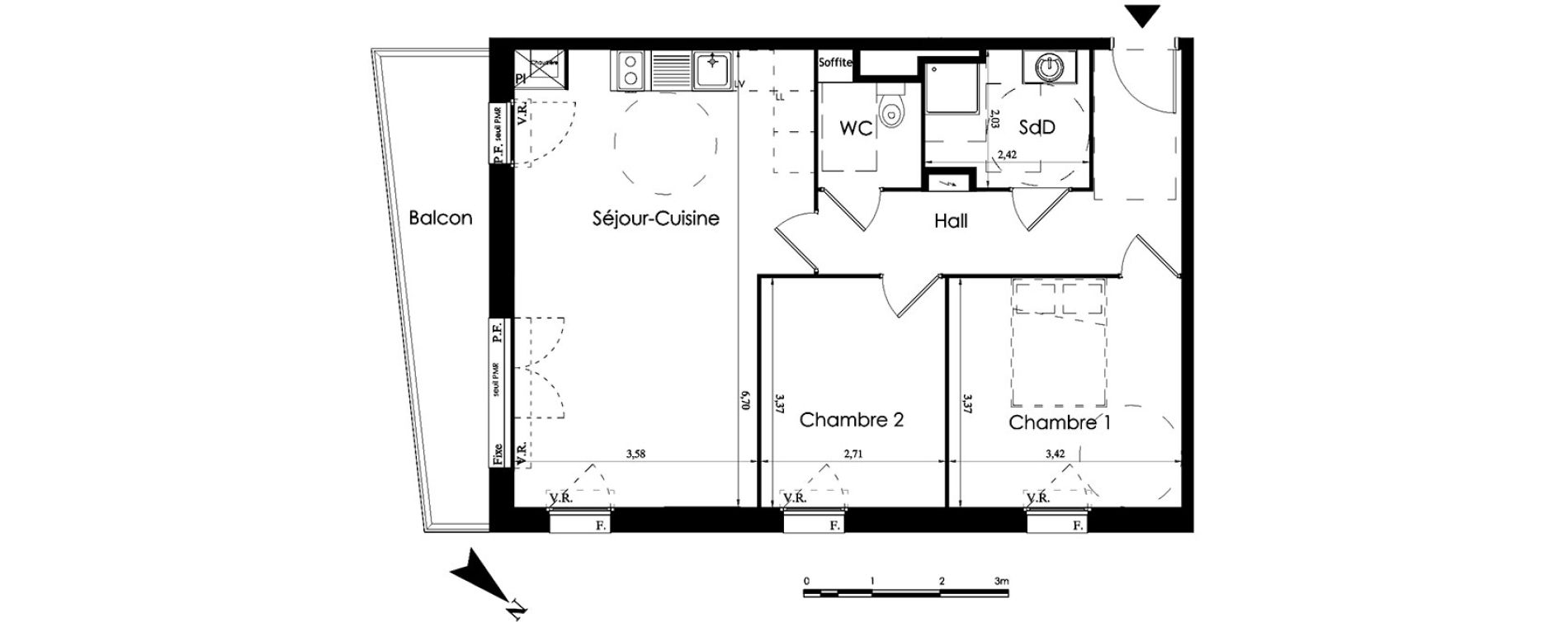 Appartement T3 de 63,50 m2 &agrave; Halluin Centre