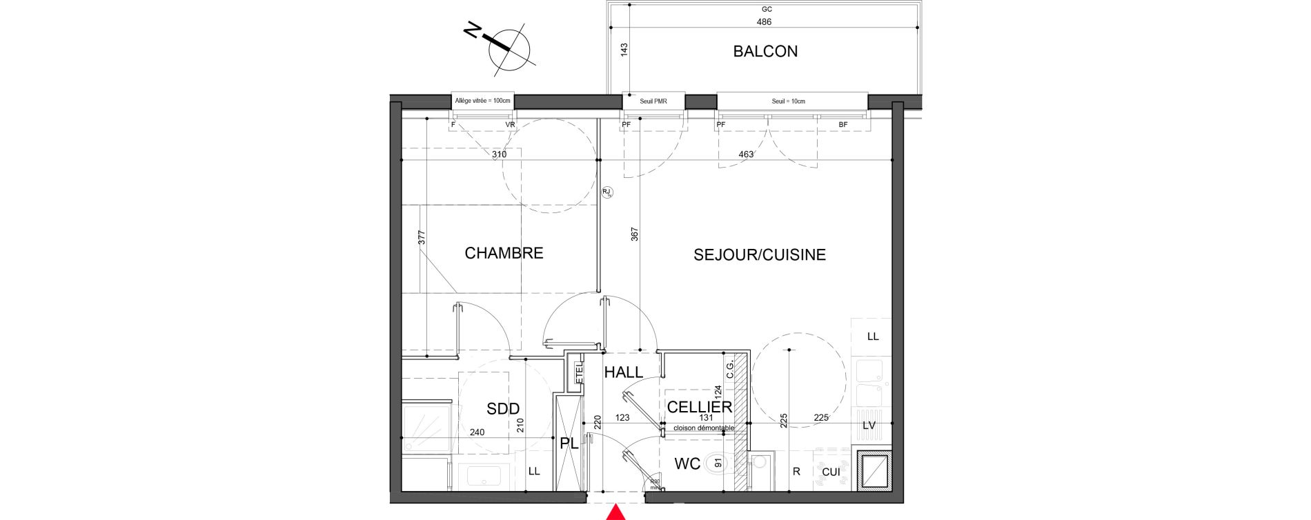 Appartement T2 de 43,75 m2 &agrave; Halluin Centre