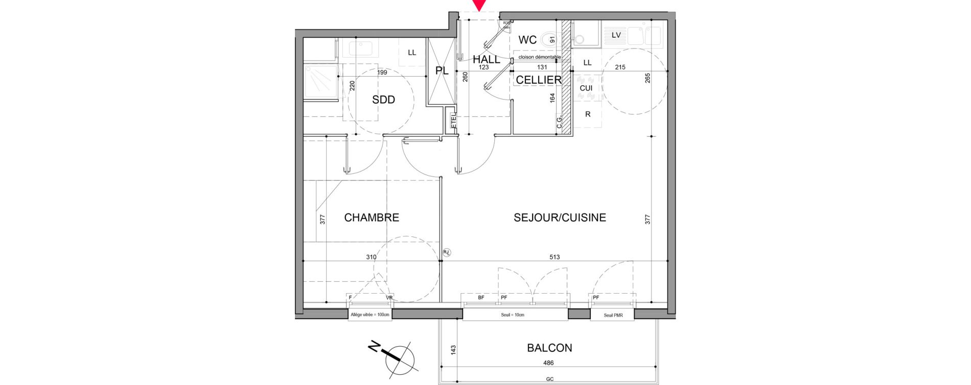 Appartement T2 de 49,75 m2 &agrave; Halluin Centre