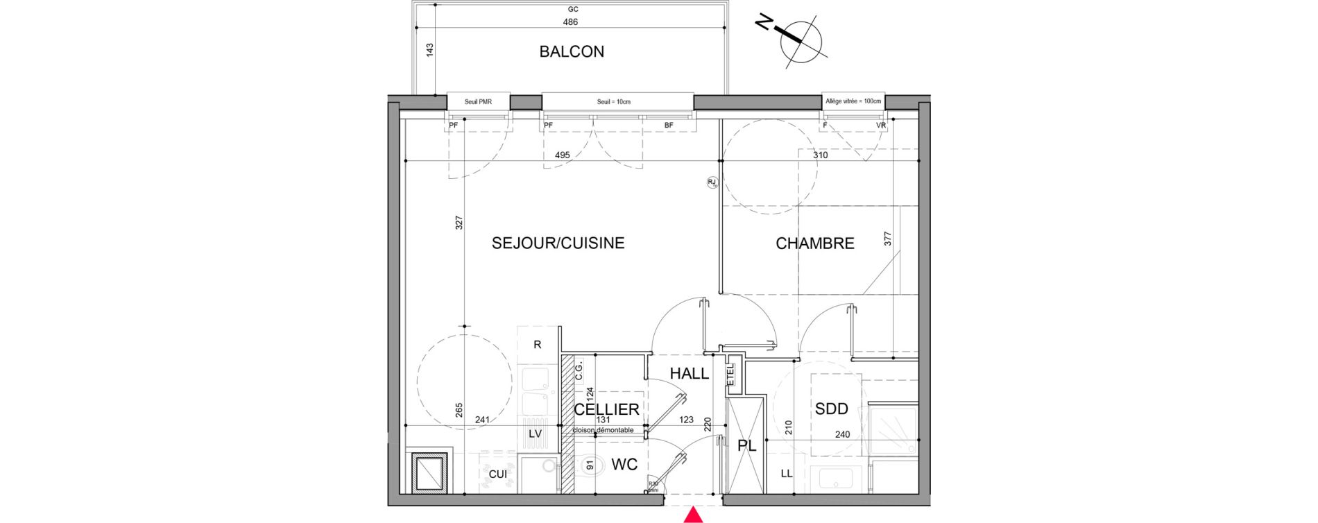 Appartement T2 de 45,35 m2 &agrave; Halluin Centre