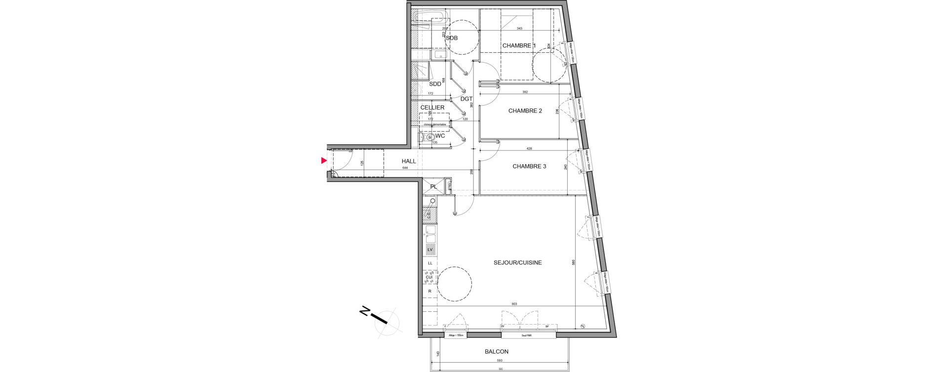 Appartement T4 de 102,35 m2 &agrave; Halluin Centre