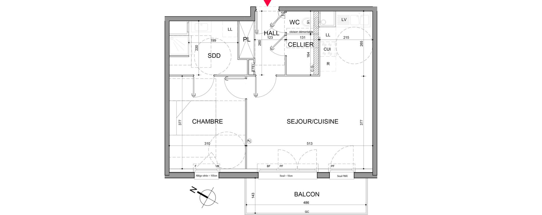 Appartement T2 de 49,75 m2 &agrave; Halluin Centre