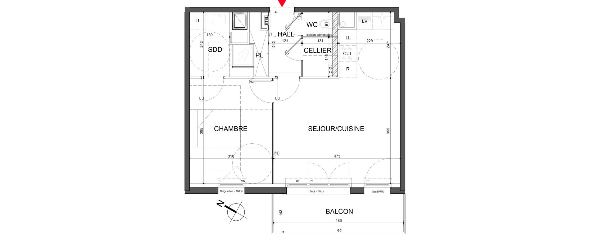 Appartement T2 de 48,10 m2 &agrave; Halluin Centre