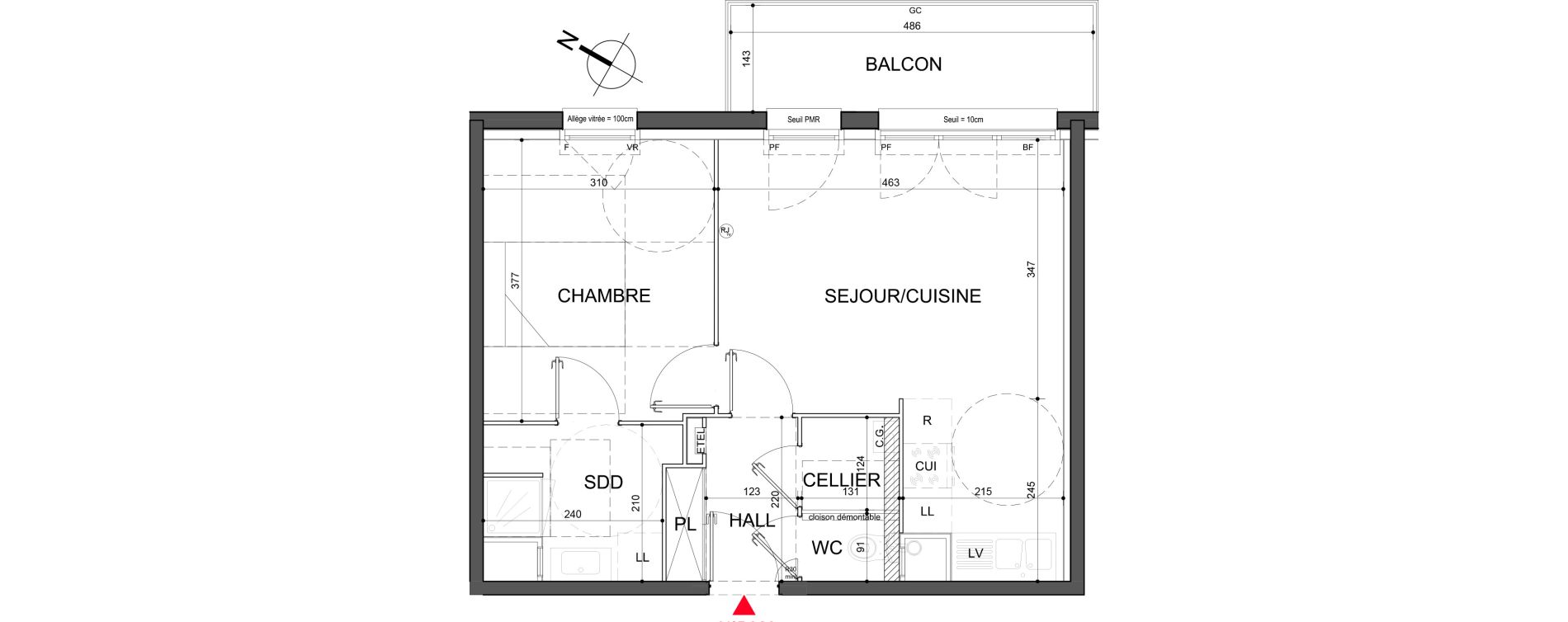 Appartement T2 de 44,05 m2 &agrave; Halluin Centre