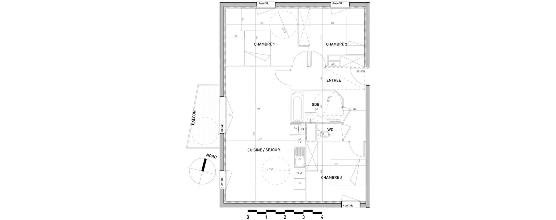 Appartement T4 de 75,76 m2 &agrave; Haubourdin Centre