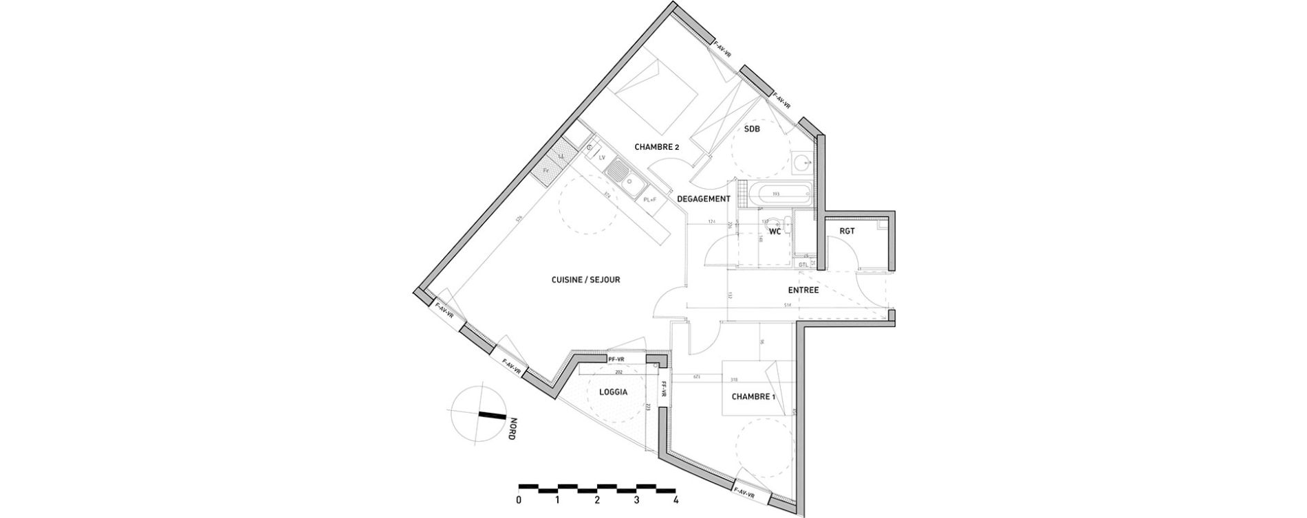 Appartement T3 de 68,18 m2 &agrave; Haubourdin Centre