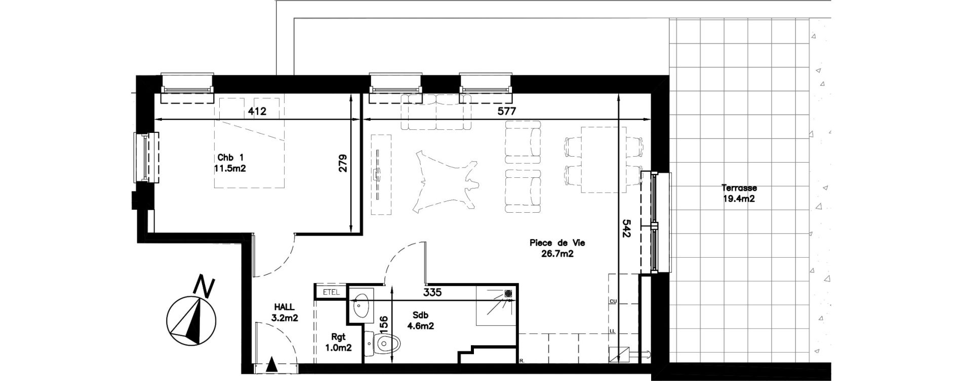 Appartement T2 de 47,00 m2 &agrave; Haubourdin Centre