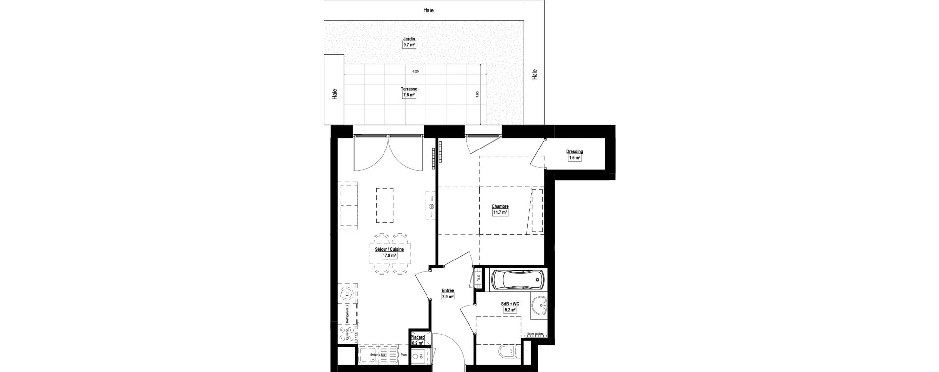 Appartement T2 de 40,50 m2 &agrave; Haubourdin Centre