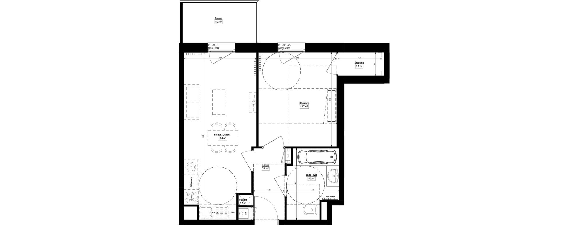 Appartement T2 de 40,60 m2 &agrave; Haubourdin Centre