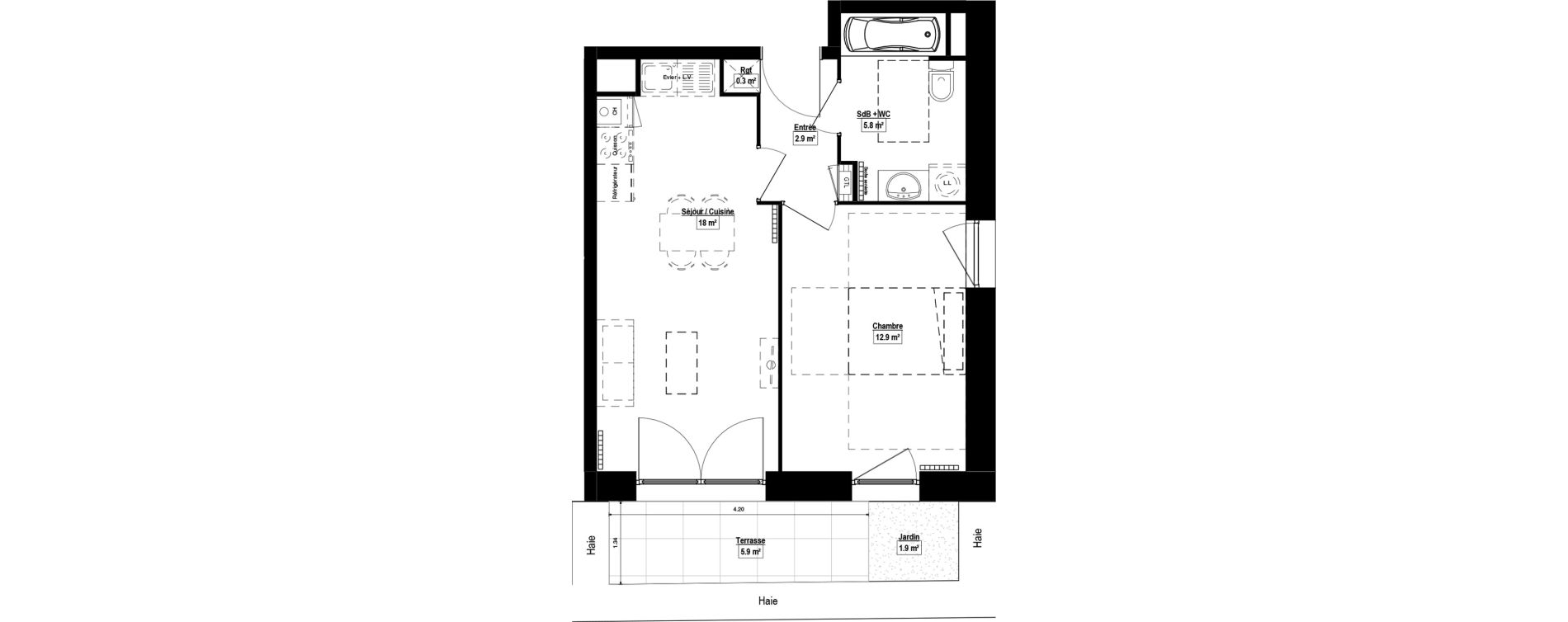 Appartement T2 de 39,80 m2 &agrave; Haubourdin Centre