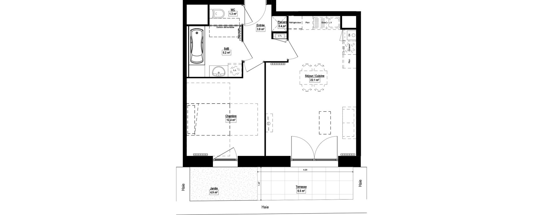 Appartement T2 de 45,20 m2 &agrave; Haubourdin Centre