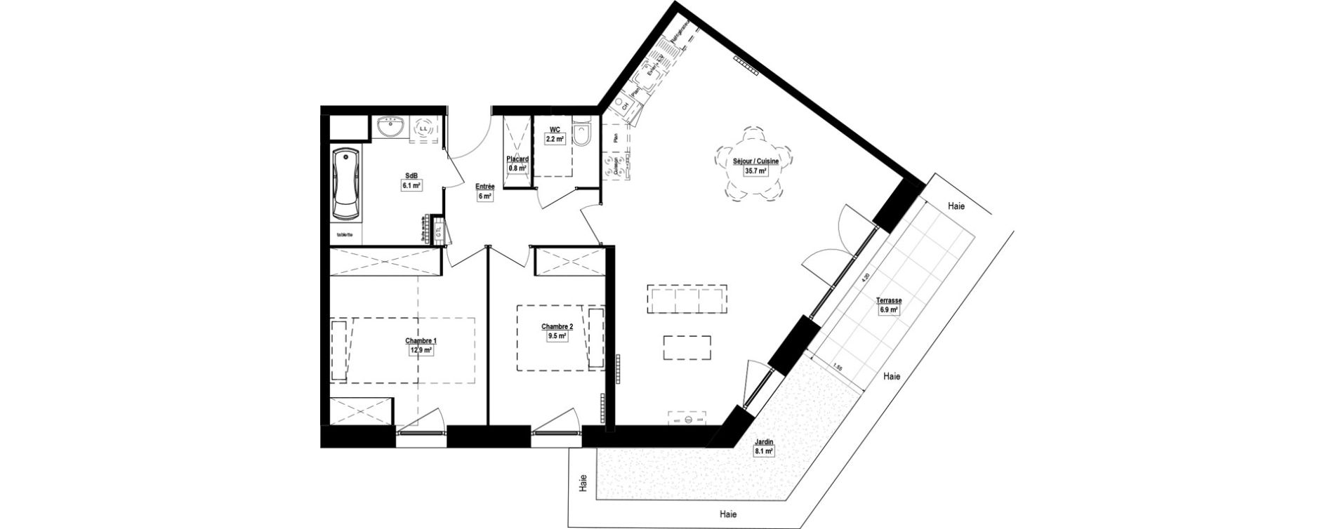 Appartement T3 de 73,20 m2 &agrave; Haubourdin Centre