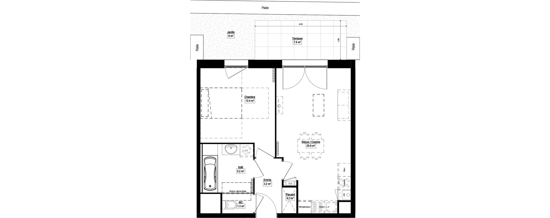 Appartement T2 de 43,40 m2 &agrave; Haubourdin Centre