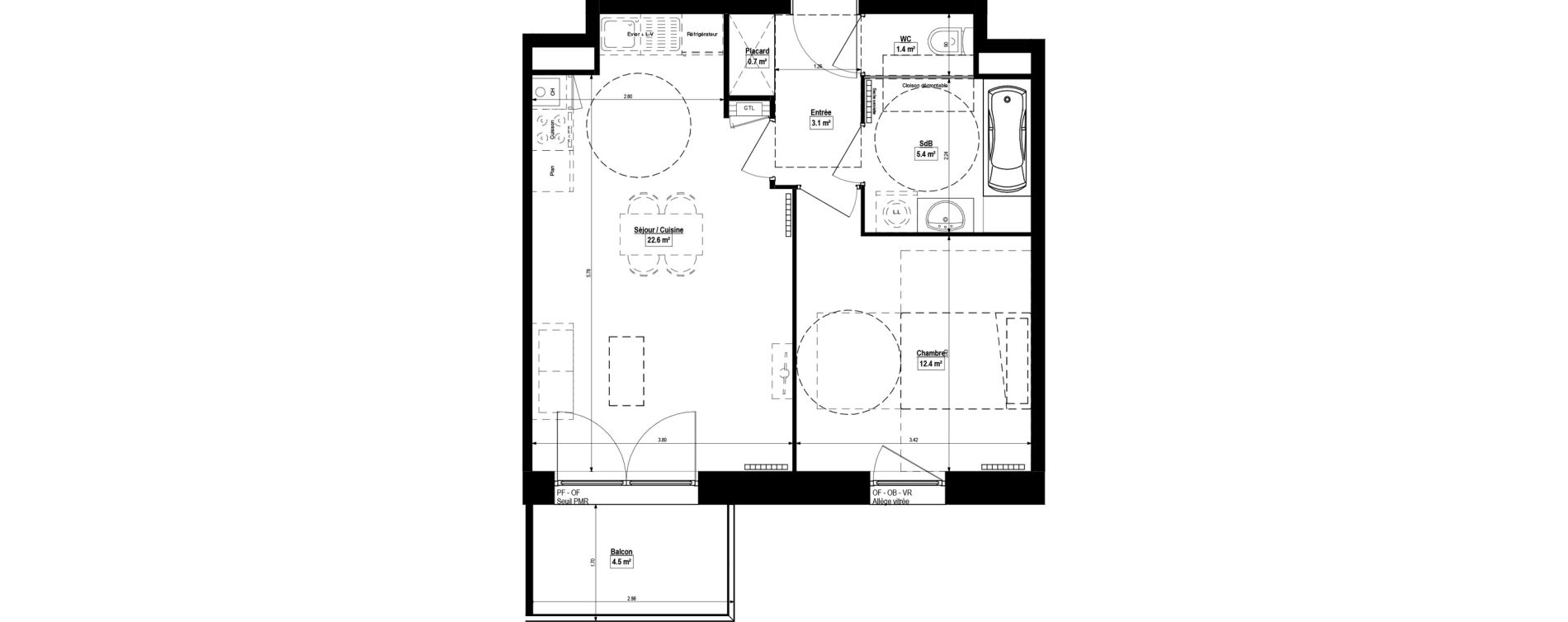 Appartement T2 de 45,70 m2 &agrave; Haubourdin Centre