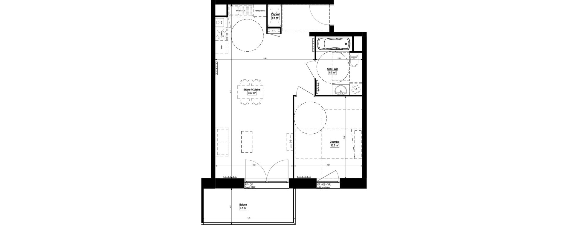 Appartement T2 de 52,30 m2 &agrave; Haubourdin Centre
