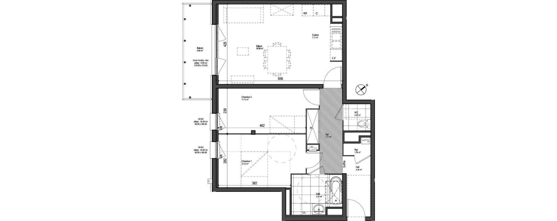 Appartement T3 de 71,69 m2 &agrave; Haubourdin Centre