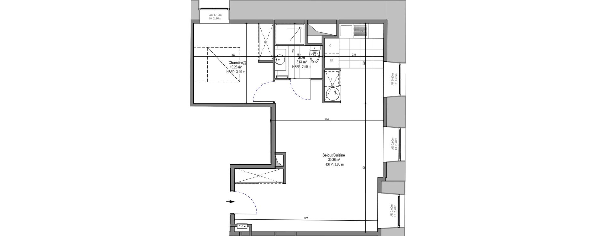 Appartement T2 de 49,26 m2 &agrave; Hautmont Cimeti&egrave;re - &eacute;glise