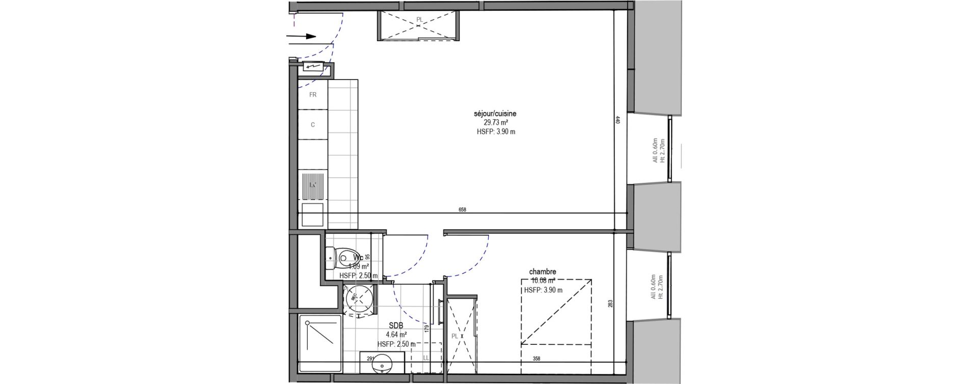 Appartement T2 de 45,54 m2 &agrave; Hautmont Cimeti&egrave;re - &eacute;glise