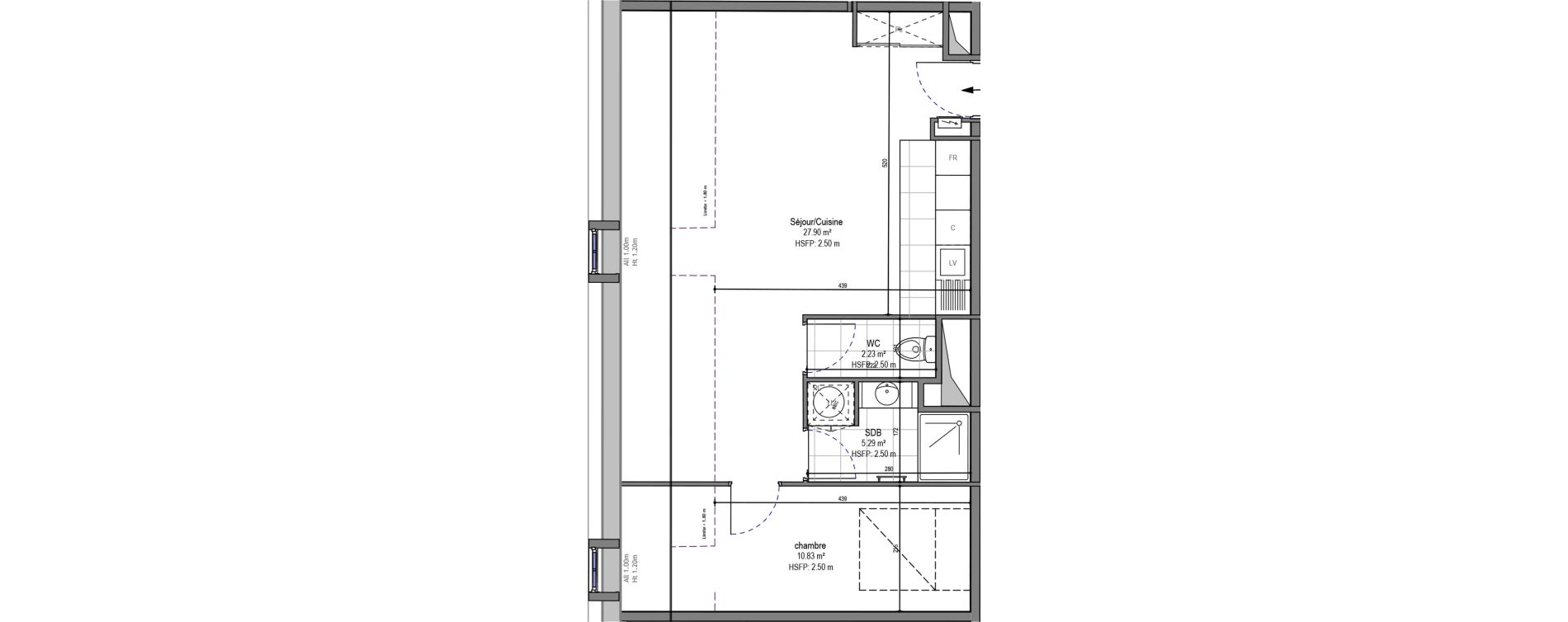 Appartement T2 de 46,25 m2 &agrave; Hautmont Cimeti&egrave;re - &eacute;glise