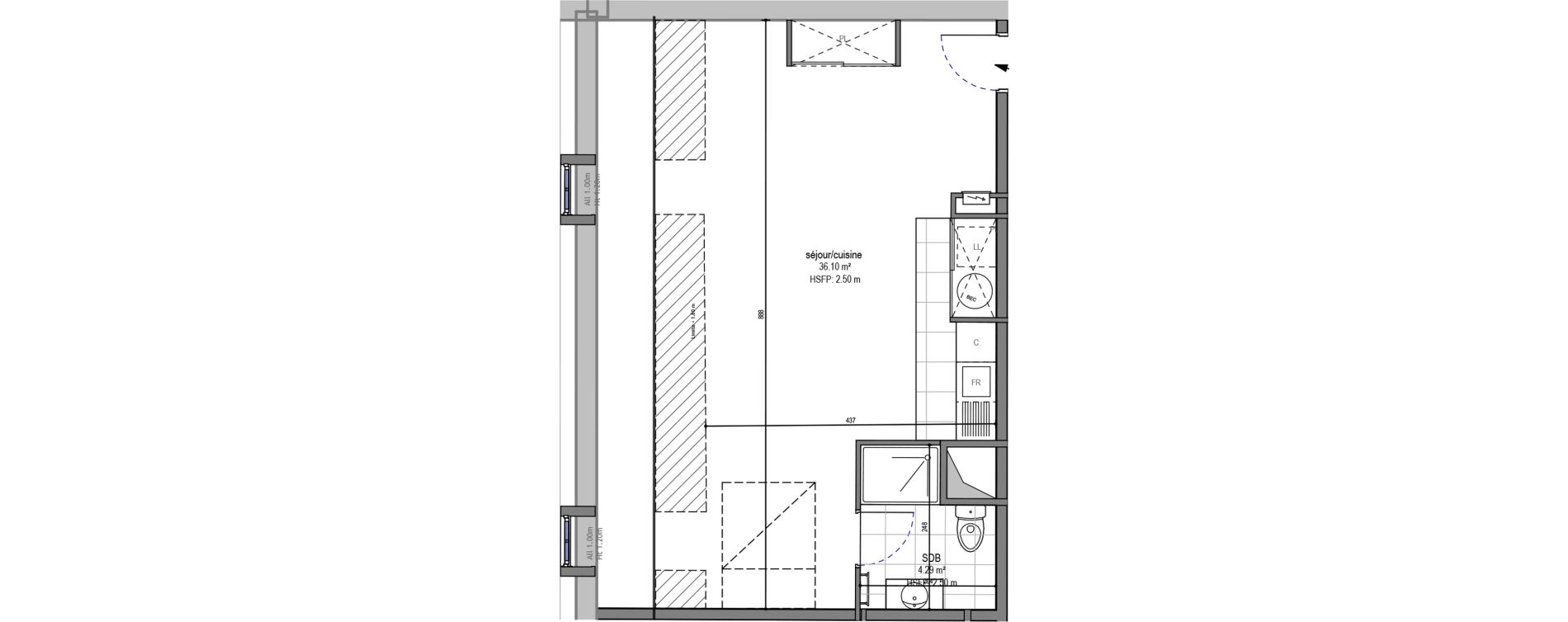 Appartement T1 de 40,39 m2 &agrave; Hautmont Cimeti&egrave;re - &eacute;glise