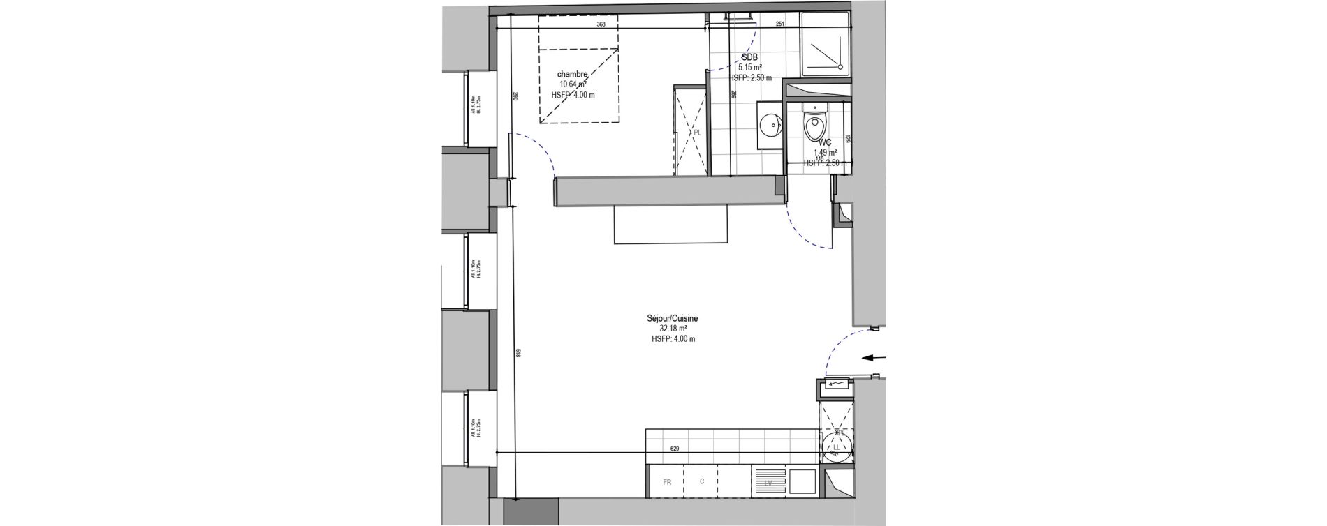 Appartement T2 de 49,46 m2 &agrave; Hautmont Cimeti&egrave;re - &eacute;glise