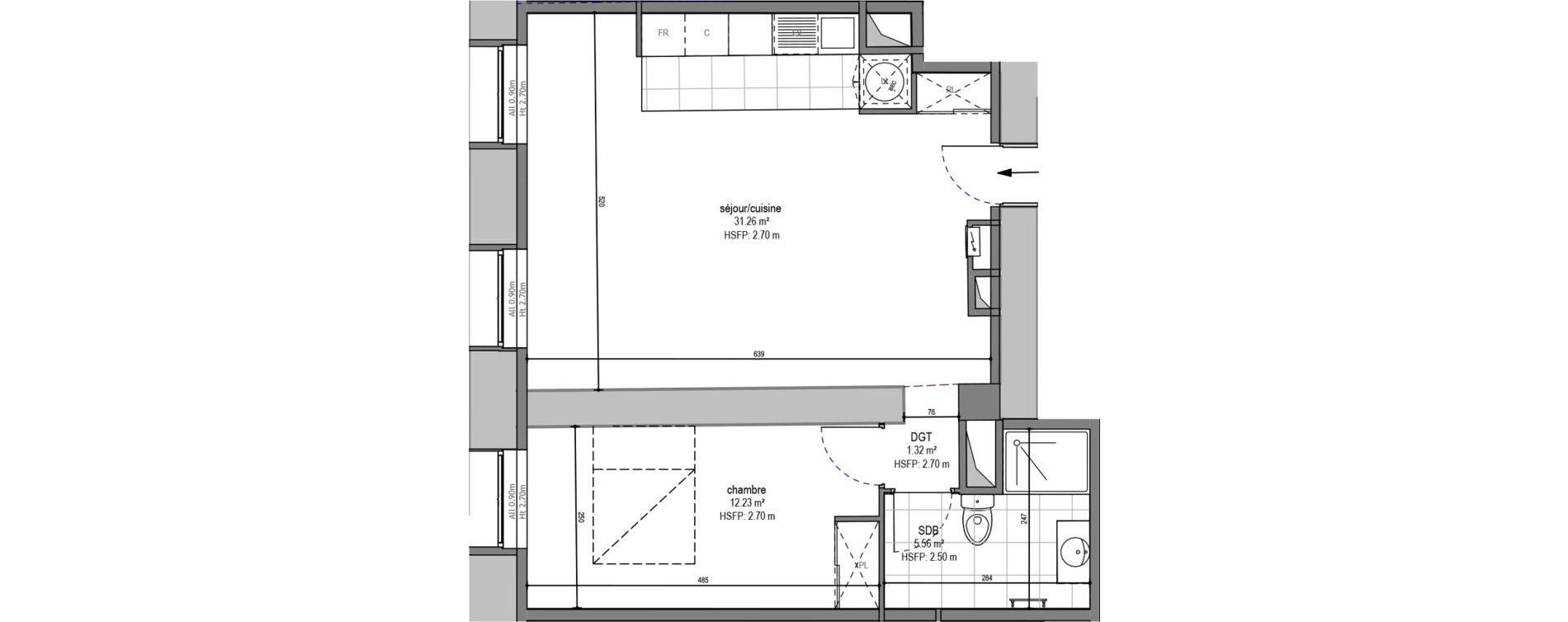 Appartement T2 de 50,37 m2 &agrave; Hautmont Cimeti&egrave;re - &eacute;glise