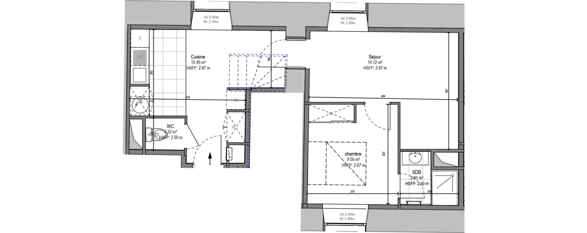 Appartement T2 de 43,30 m2 &agrave; Hautmont Cimeti&egrave;re - &eacute;glise