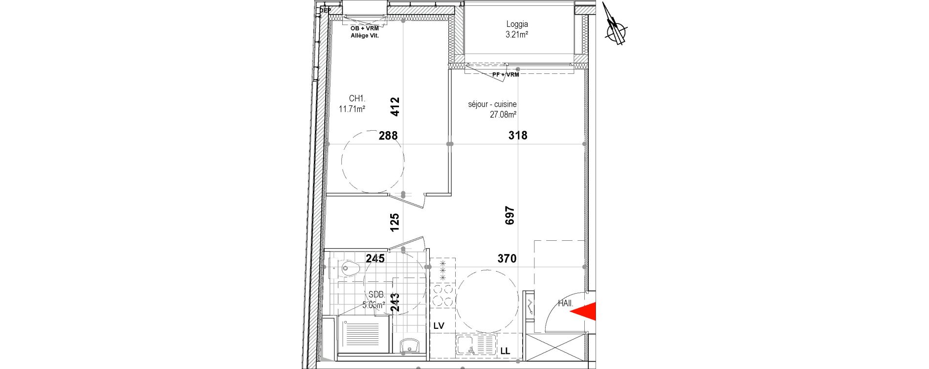 Appartement T2 de 44,42 m2 &agrave; Hem Hempempont