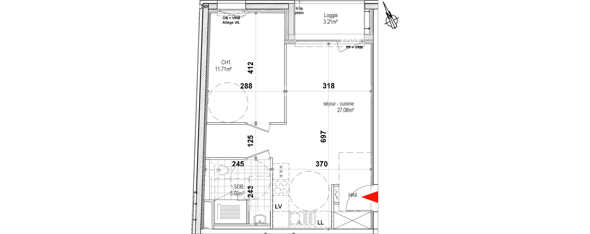 Appartement T2 de 44,42 m2 &agrave; Hem Hempempont
