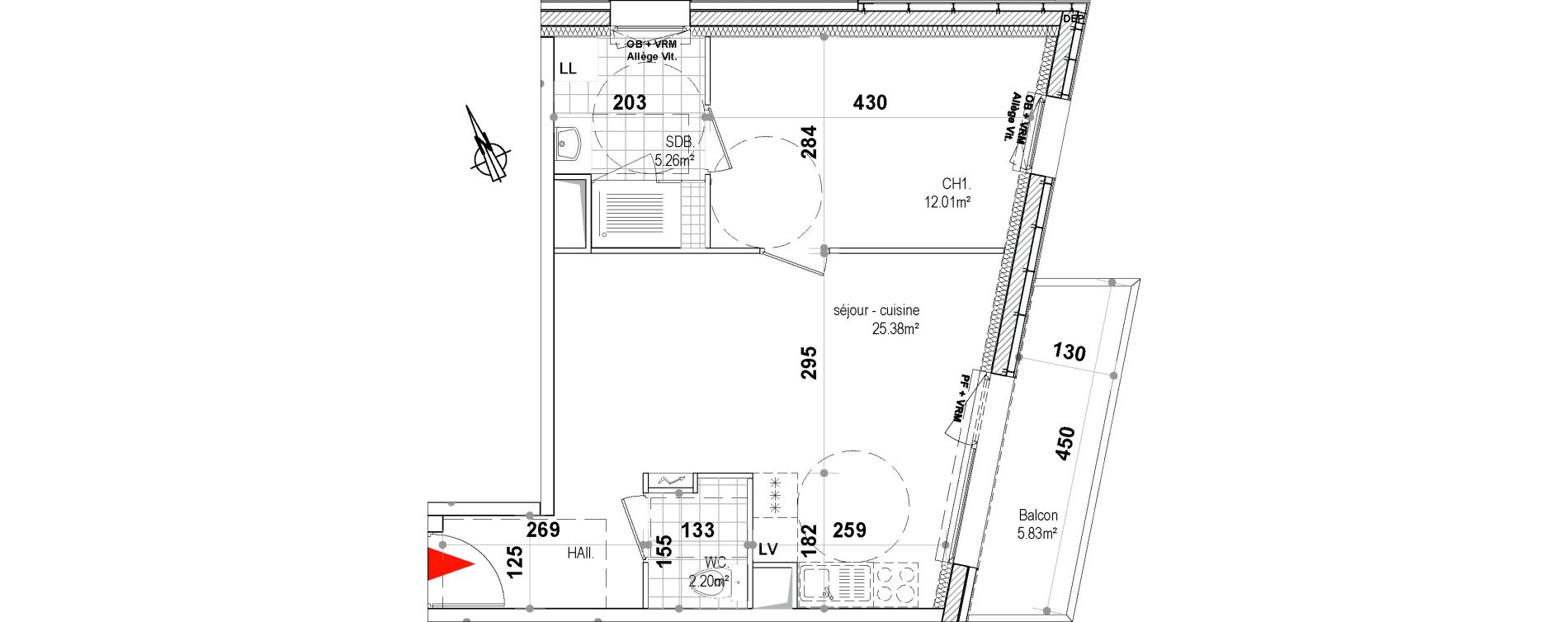 Appartement T2 de 44,85 m2 &agrave; Hem Hempempont