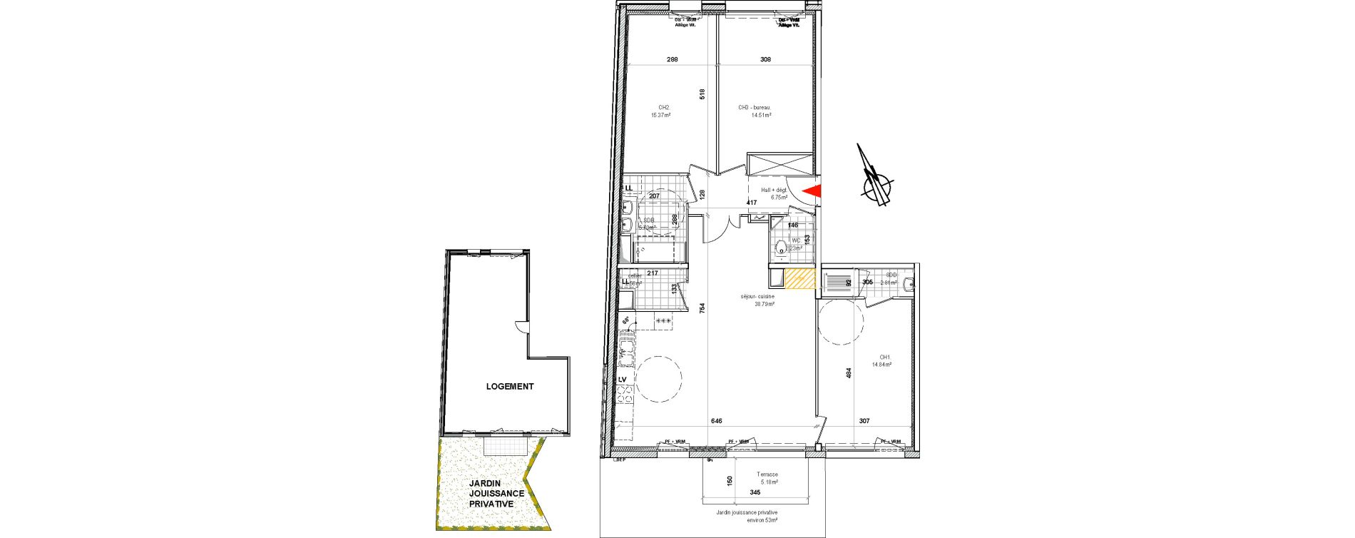 Appartement T4 de 103,56 m2 &agrave; Hem Hempempont
