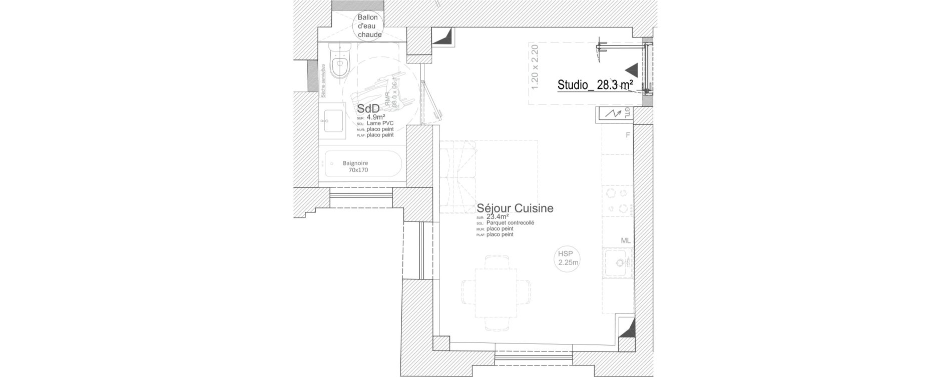 Appartement T2 de 28,30 m2 &agrave; Hem Le trie