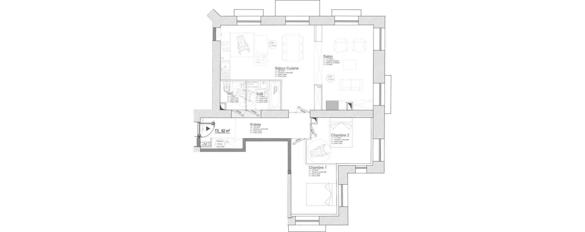 Appartement T3 de 82,00 m2 &agrave; Hem Le trie