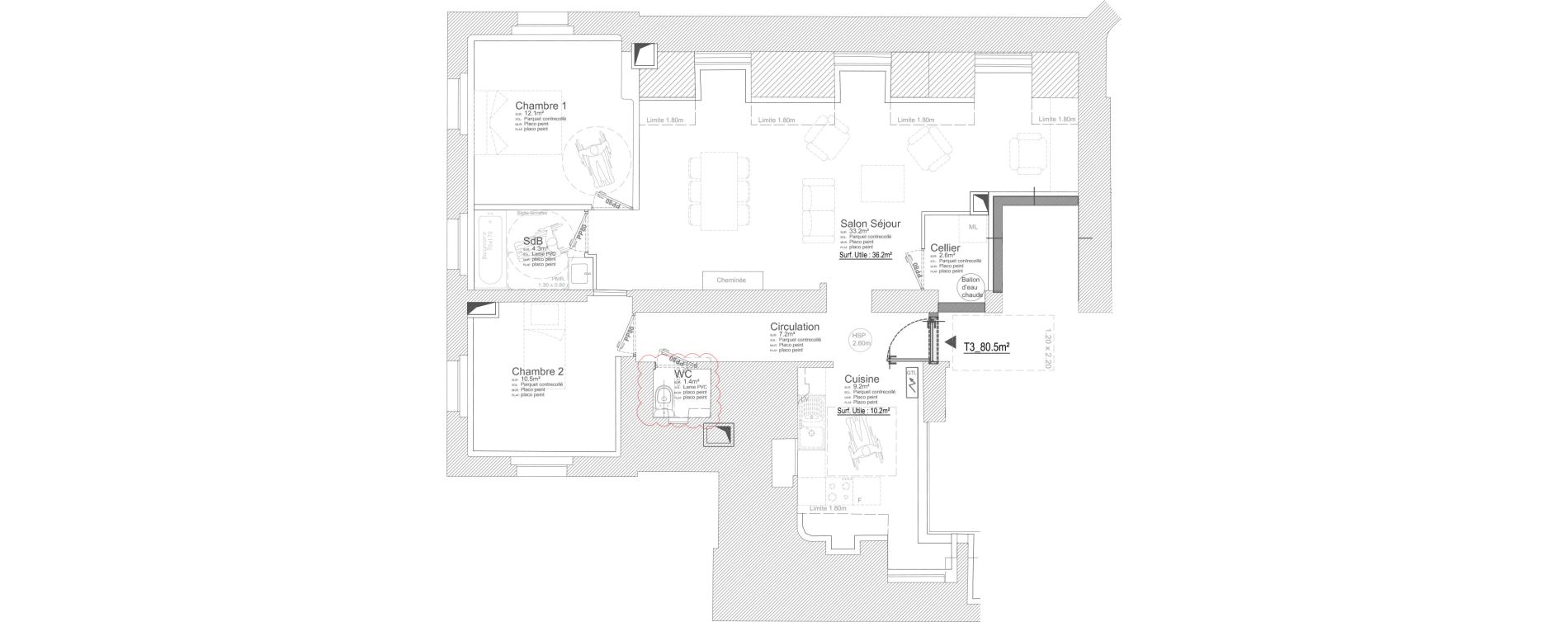 Appartement T3 de 80,50 m2 &agrave; Hem Le trie