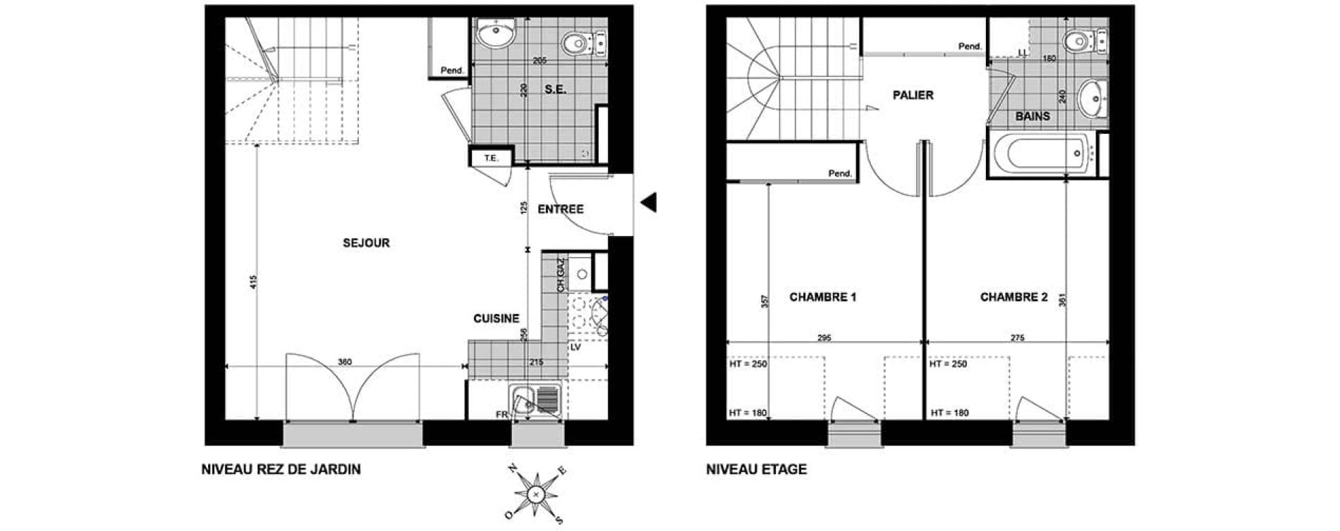 Duplex T3 de 61,90 m2 &agrave; Hem Centre