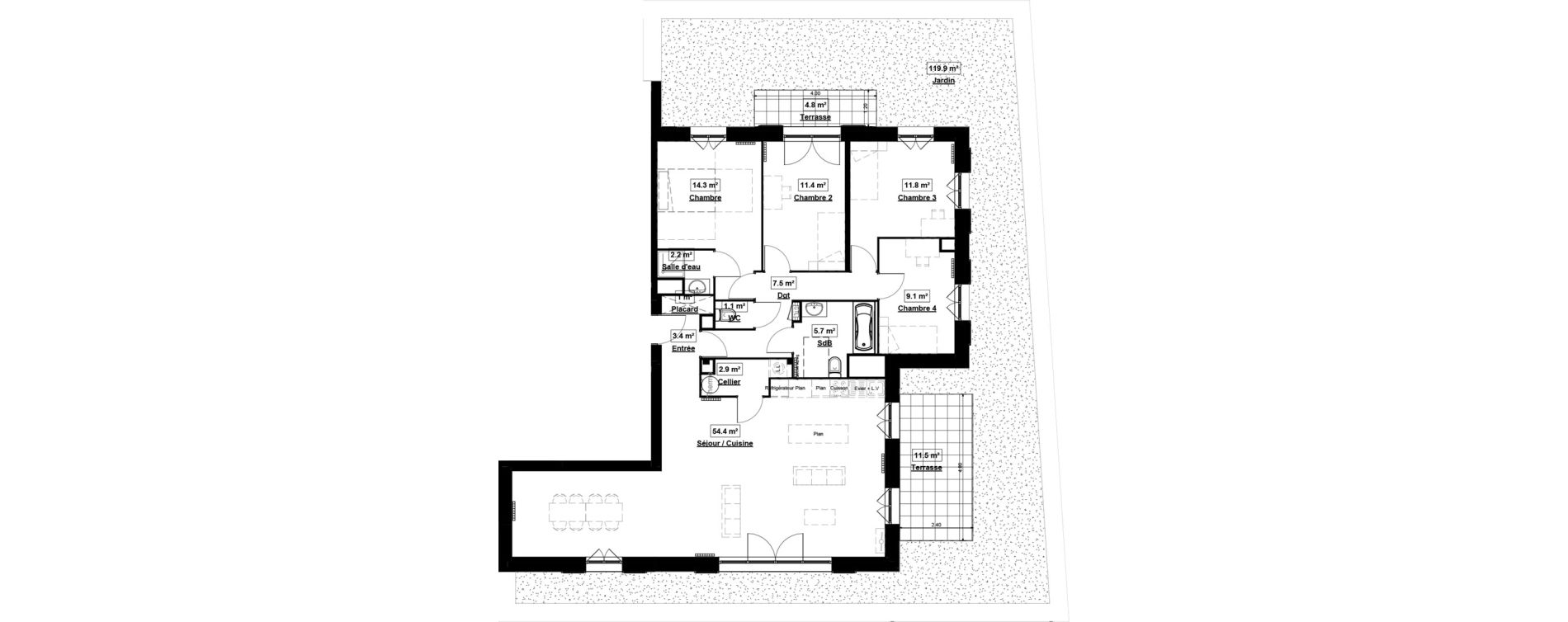 Appartement T5 de 124,70 m2 &agrave; Hem La tribonnerie