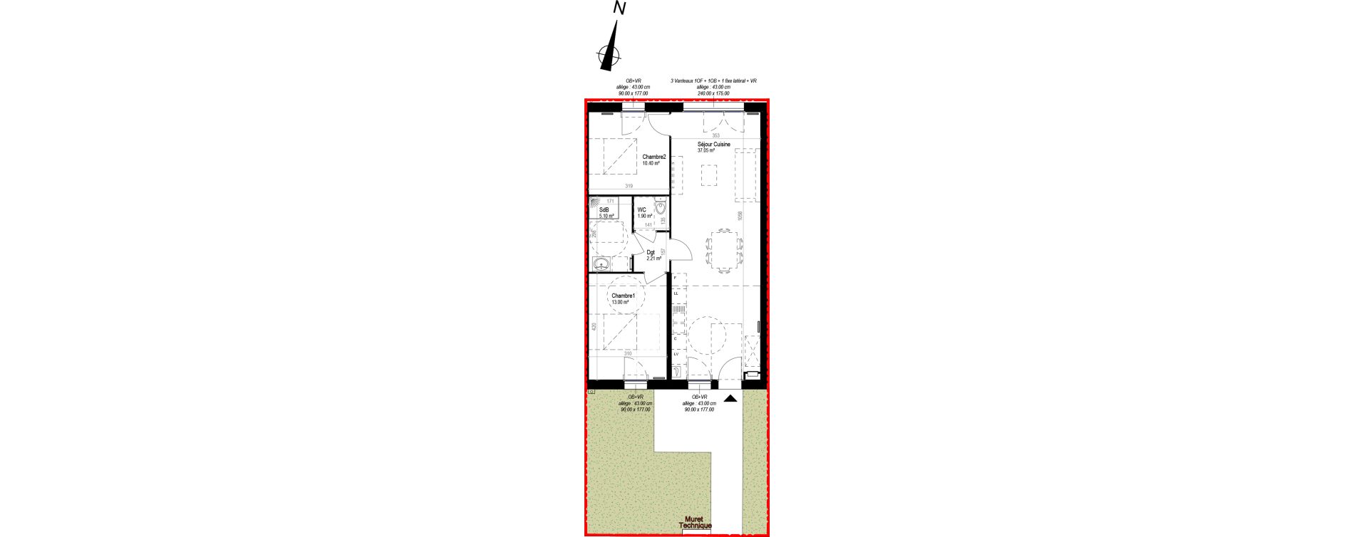 Maison T3 de 69,65 m2 &agrave; Herlies Centre